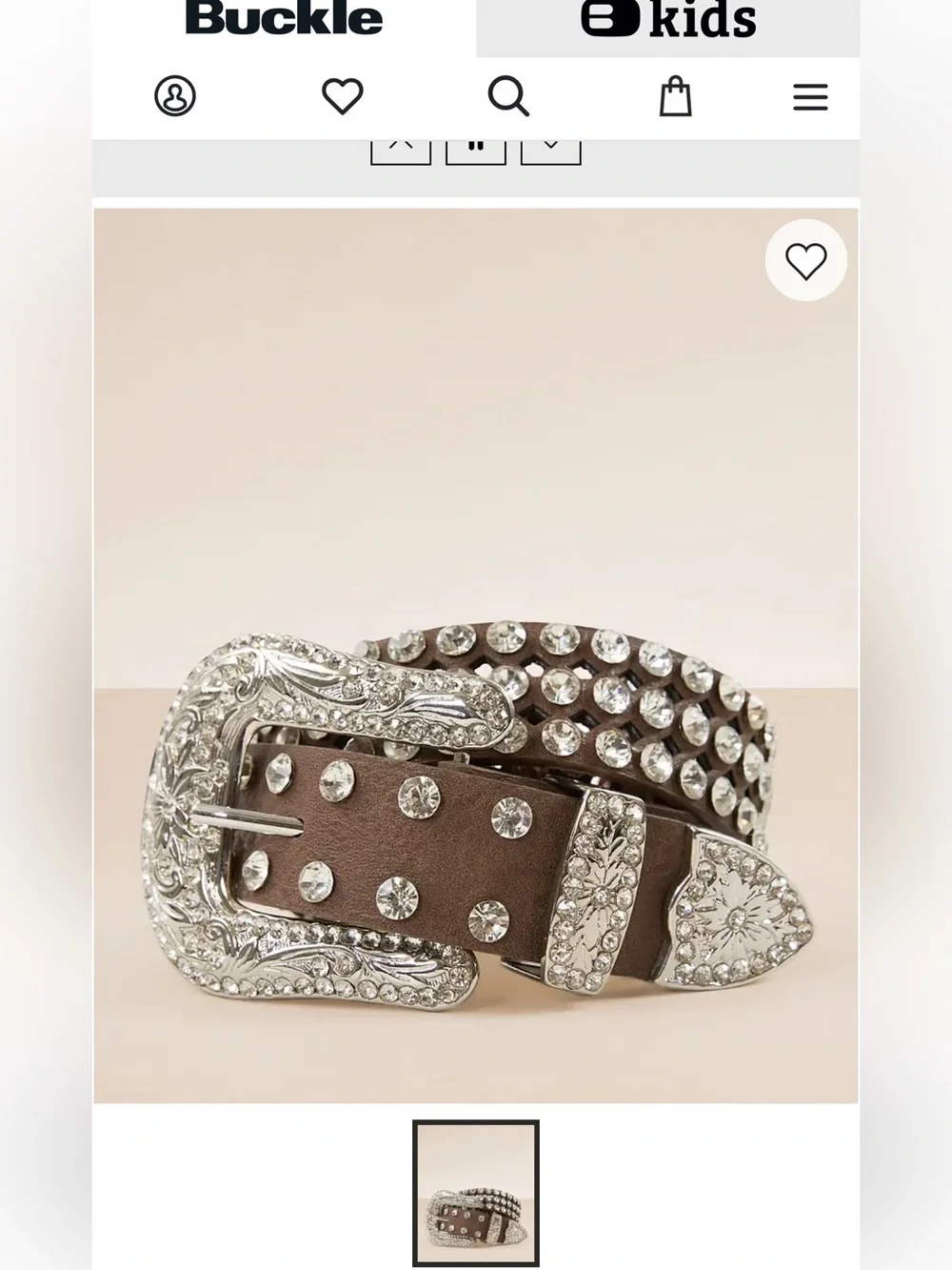 Women's Brown Leather Western Belt with Silver Crystal Buckle